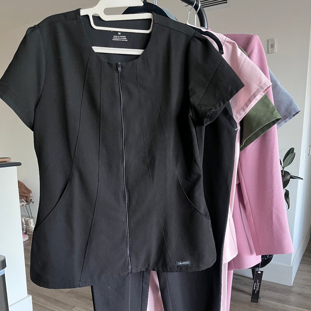 Black Jaanuu Fit and Flared Zip Up and Jogger Set Size M